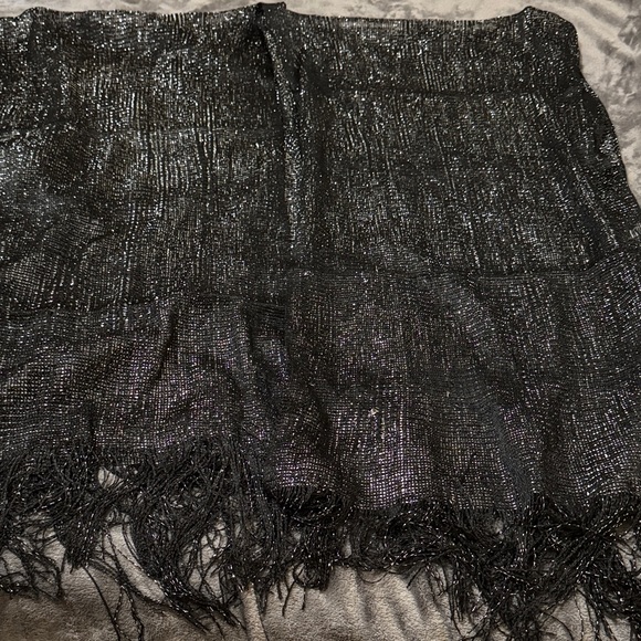 French Connection Accessories - French Connection Black Metallic Fringe Vest